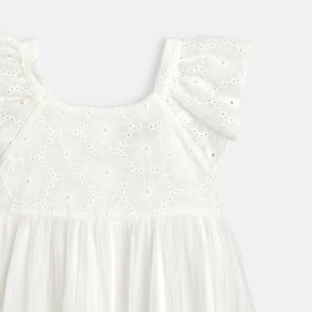 Robe chic broderie anglaise blanc Fille