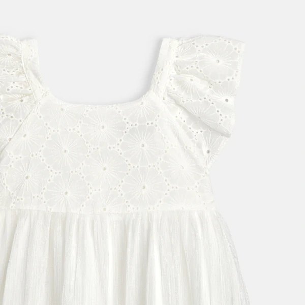 Robe chic broderie anglaise blanc Fille