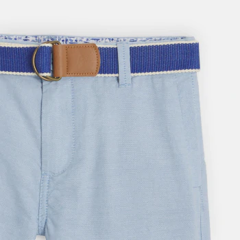 Bermuda en toile + ceinture bleu Garçon