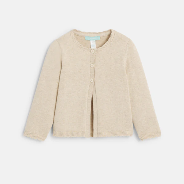 Gilet maille tricot beige bébé fille