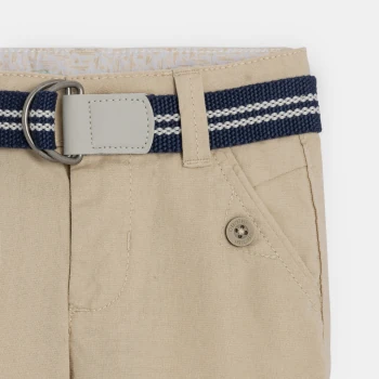 Pantalon coton et lin beige bébé garçon