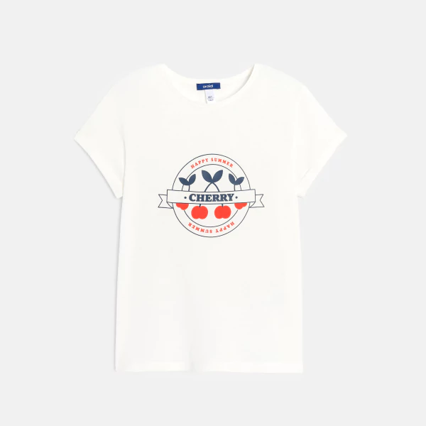 T-shirt manches courtes blanc Fille