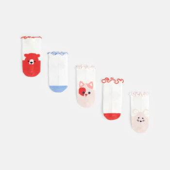 Socquettes bords festonnés (lot de 5) rose bébé fille