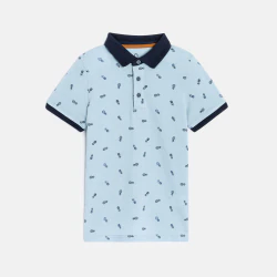 Polo imprimé bleu clair garçon