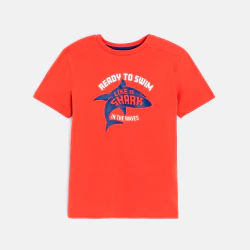 T-shirt manches courtes motif requin orange Garçon