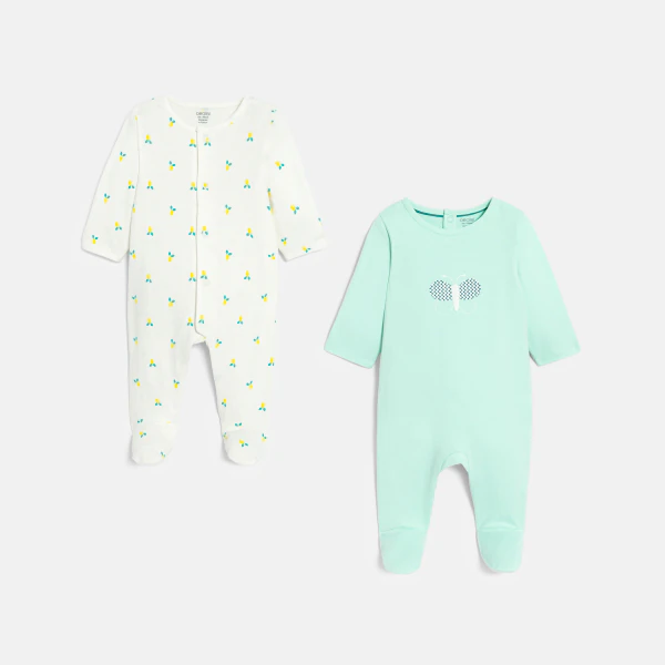 Dors-bien coton imprimé bébé fille (lot de 2)