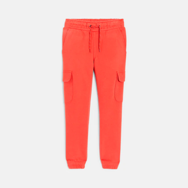 Jogging uni à poches cargo orange garçon