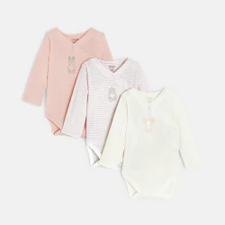 Body croisé manches longues bébé fille (lot de 3)