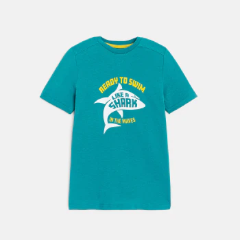 T-shirt manches courtes motif requin bleu Garçon