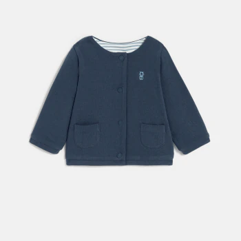 Gilet réversible coton piqué bleu bébé garçon