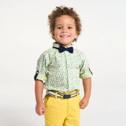 Chemise modulable fleurie jaune bébé garçon