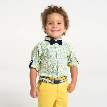 Chemise modulable fleurie jaune bébé garçon