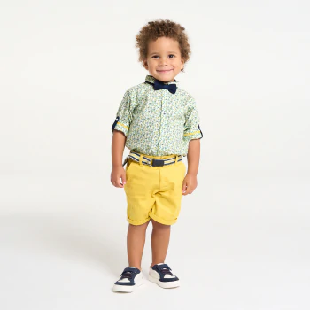 Chemise modulable fleurie jaune bébé garçon