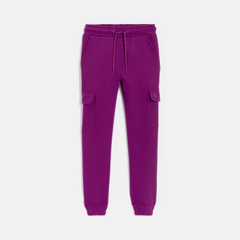 Pantalon de jogging cargo uni violet Fille