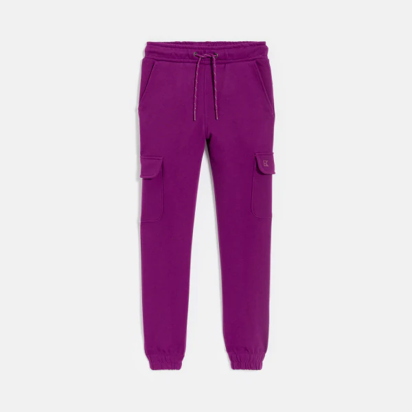 Pantalon de jogging cargo uni violet Fille