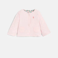 Cardigan réversible fleuri rose bébé fille