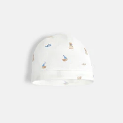 Bonnet coton doux bateaux blanc bébé naissance