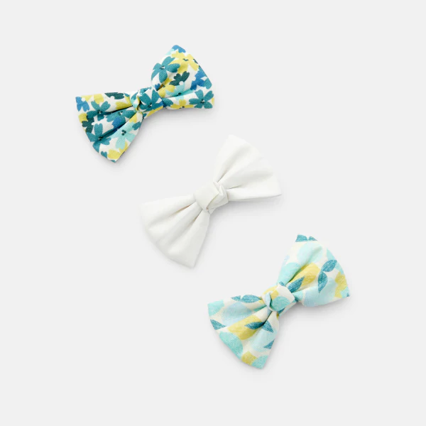 Barrettes nœuds papillon imprimés (lot de 3) bleu fille