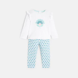 Pyjama fleuri bleu bébé fille