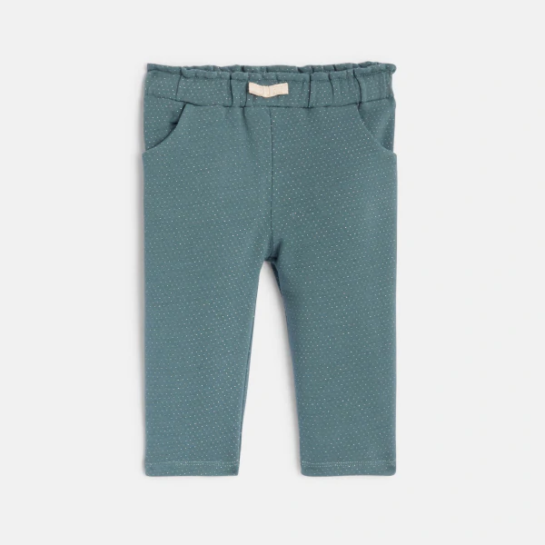 Pantalon molleton brillant bleu bébé fille