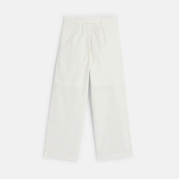 Pantalon large taille haute blanc Fille