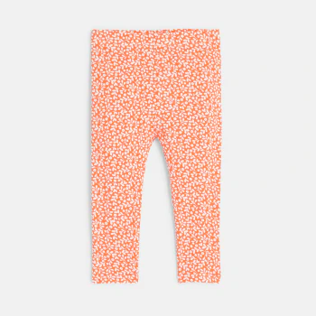 Legging fantaisie imprimé fleurs orange bébé fille