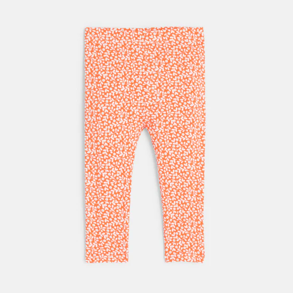 Legging fantaisie imprimé fleurs orange bébé fille