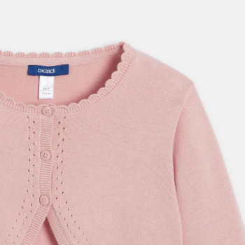 Boléro en tricot fin rose Fille