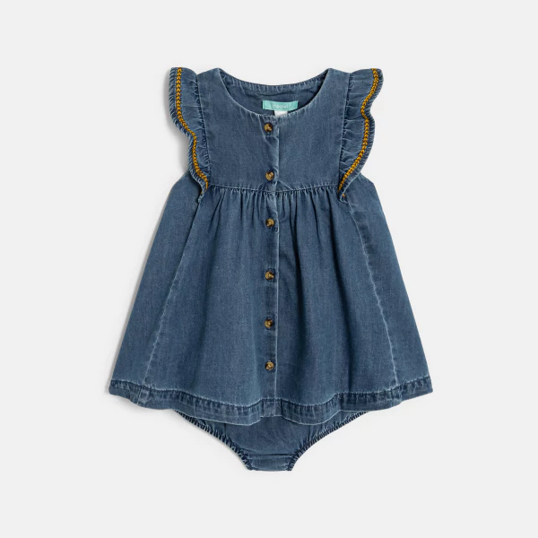 Robe en denim doux bleu bébé fille