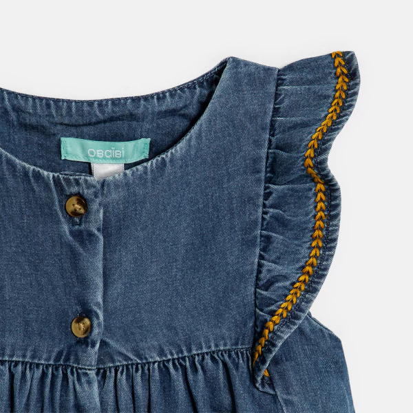 Robe en denim doux bleu bébé fille