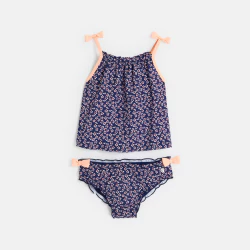 Maillot de bain 2 pièces fleuri bleu bébé fille