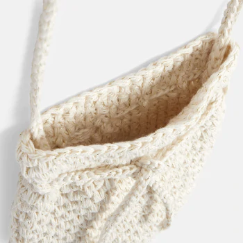 Sac besace en maille crochet irisé écru Fille