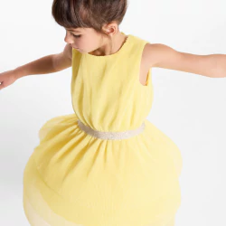 Robe sans manches à paillettes jaune Fille