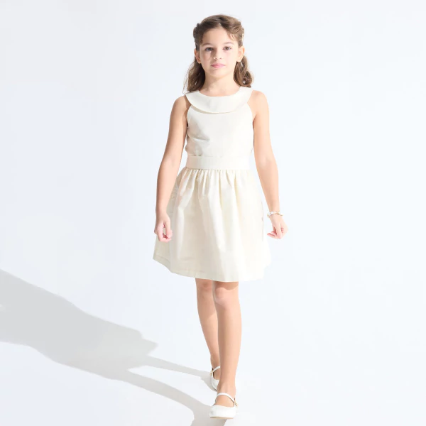 Robe chic sans manches beige doré Fille