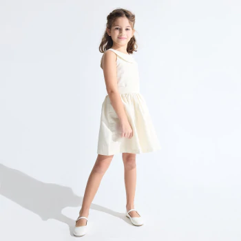 Robe chic sans manches beige doré Fille