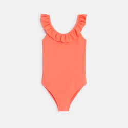 Maillot de bain 1 pièce uni orange Fille