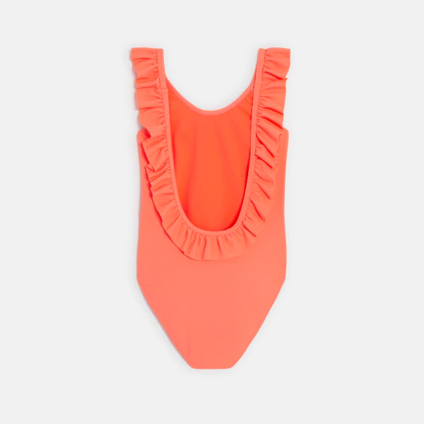 Maillot de bain 1 pièce uni orange Fille