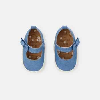 Ballerines à scratch denim bleu bébé fille