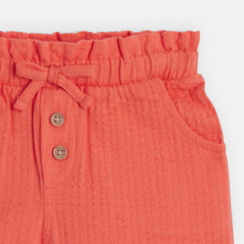 Short coton fantaisie léger orange bébé fille