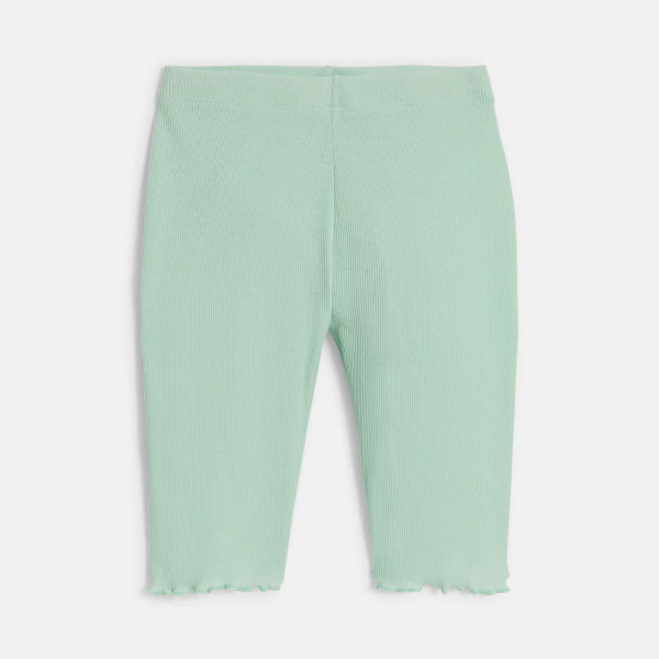 Legging cycliste en coton côtelé vert Fille