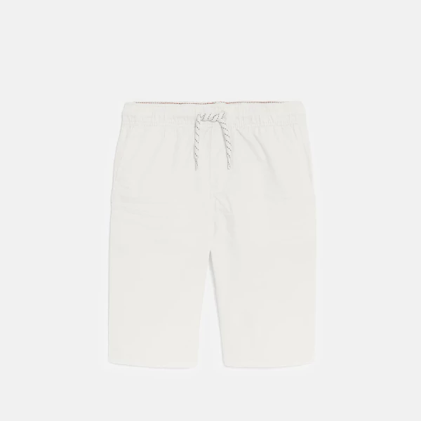 Bermuda slim en toile unie blanc garçon