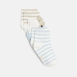 Chaussettes basses rayées beige bébé garçon (lot de 3)