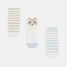 Chaussettes basses rayées beige bébé garçon (lot de 3)