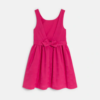 Robe de cérémonie unie rose Fille