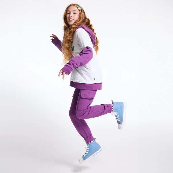 Pantalon de jogging cargo uni violet Fille