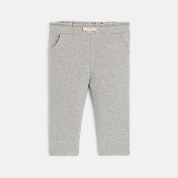 Pantalon molleton brillant gris bébé fille