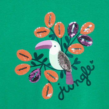 T-shirt motif toucan vert Fille