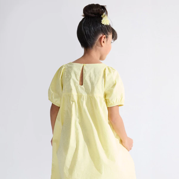 Robe babydoll unie jaune Fille