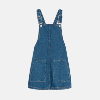 Robe-salopette en jean bleue fille