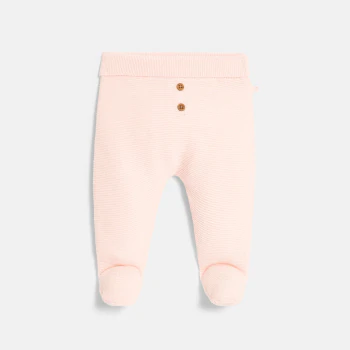 Pantalon à pieds en maille rose naissance